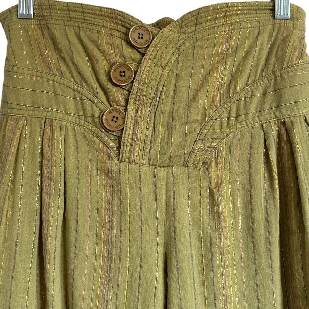 MANOUSH PAPER BAG HIGH WAIST COTTON LUREX THREADED PANTS SIZE 4 - Picture 5 of 14